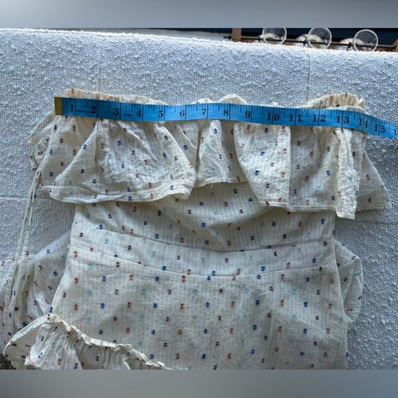 Red Carter Asmae Strapless Cotton Ruffled Cream Midi Dress Size Small - Picture 14 of 15